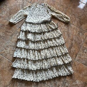 Ganni Cream and Black Polka Dot Dress